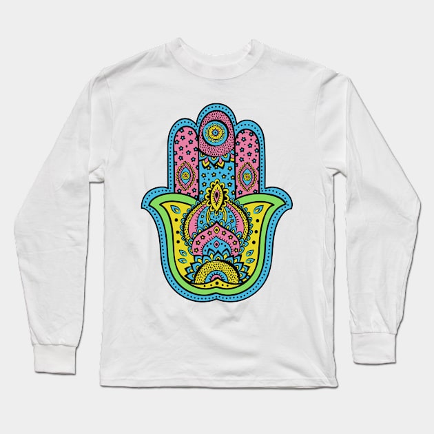 Hippie Love Hamsa (1) Long Sleeve T-Shirt by implexity